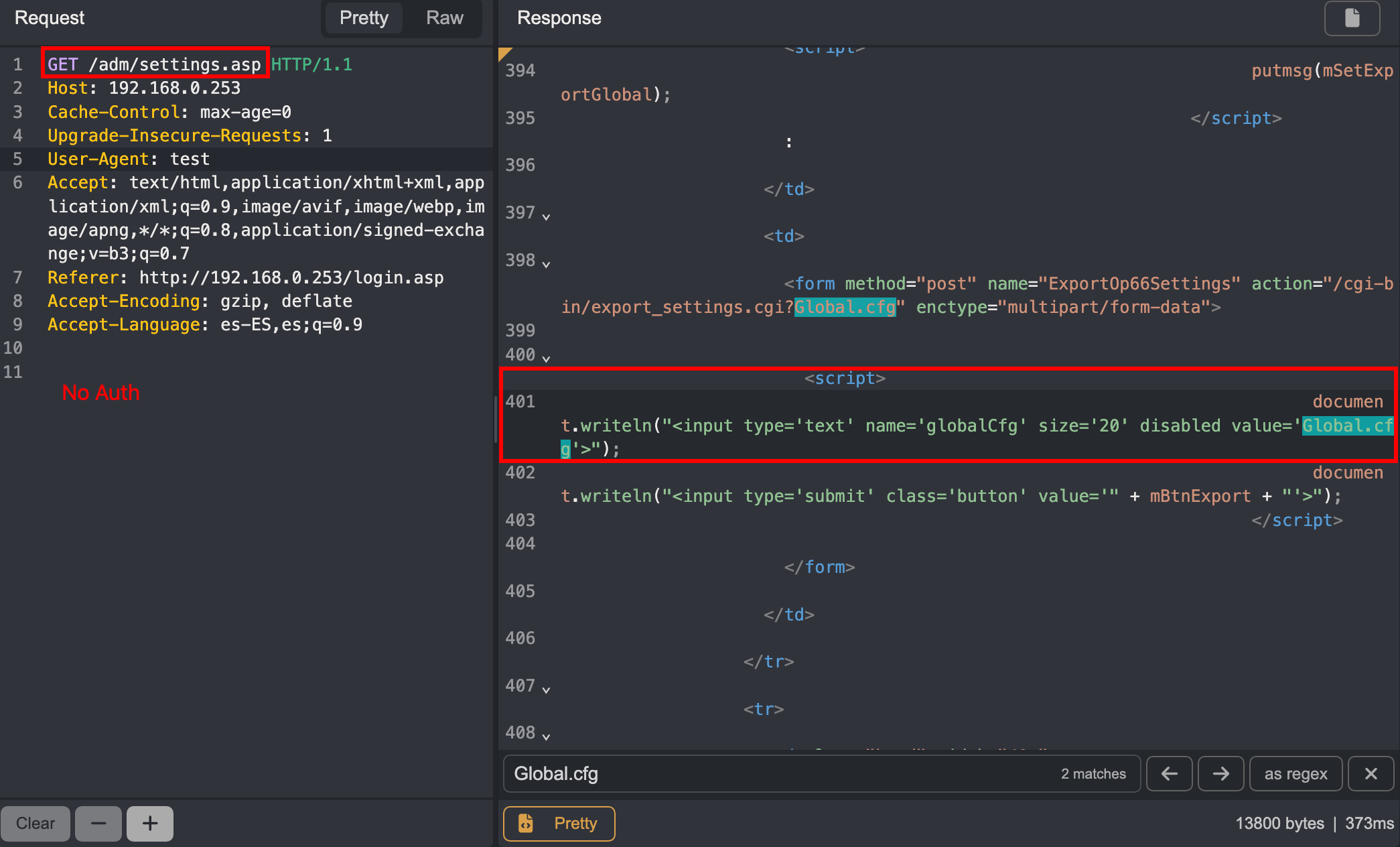 Request without authentication headers