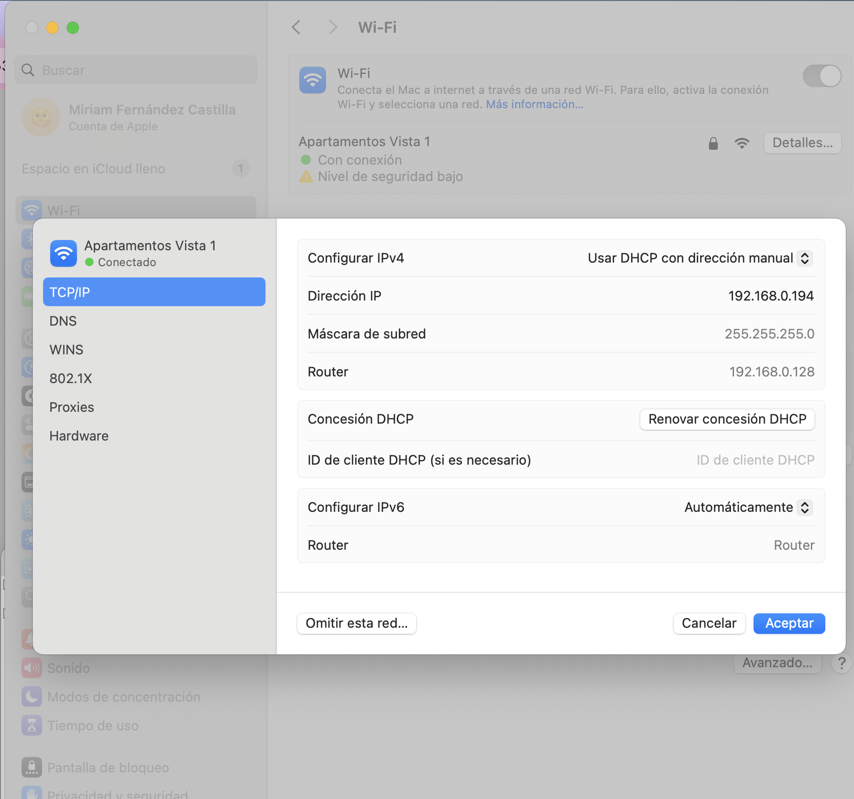 Manual IP configuration on Device 2