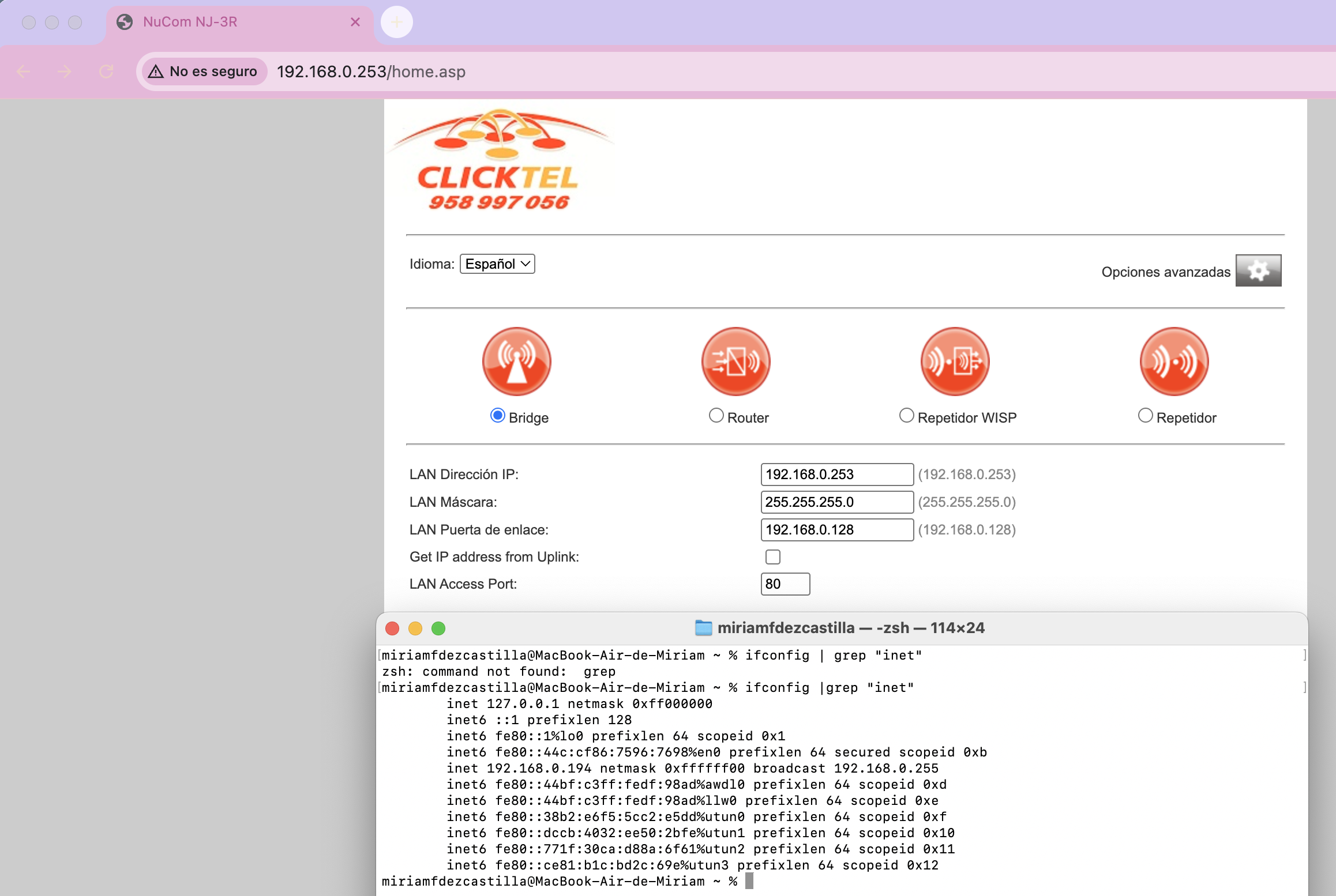 Access from Device 2 with spoofed IP